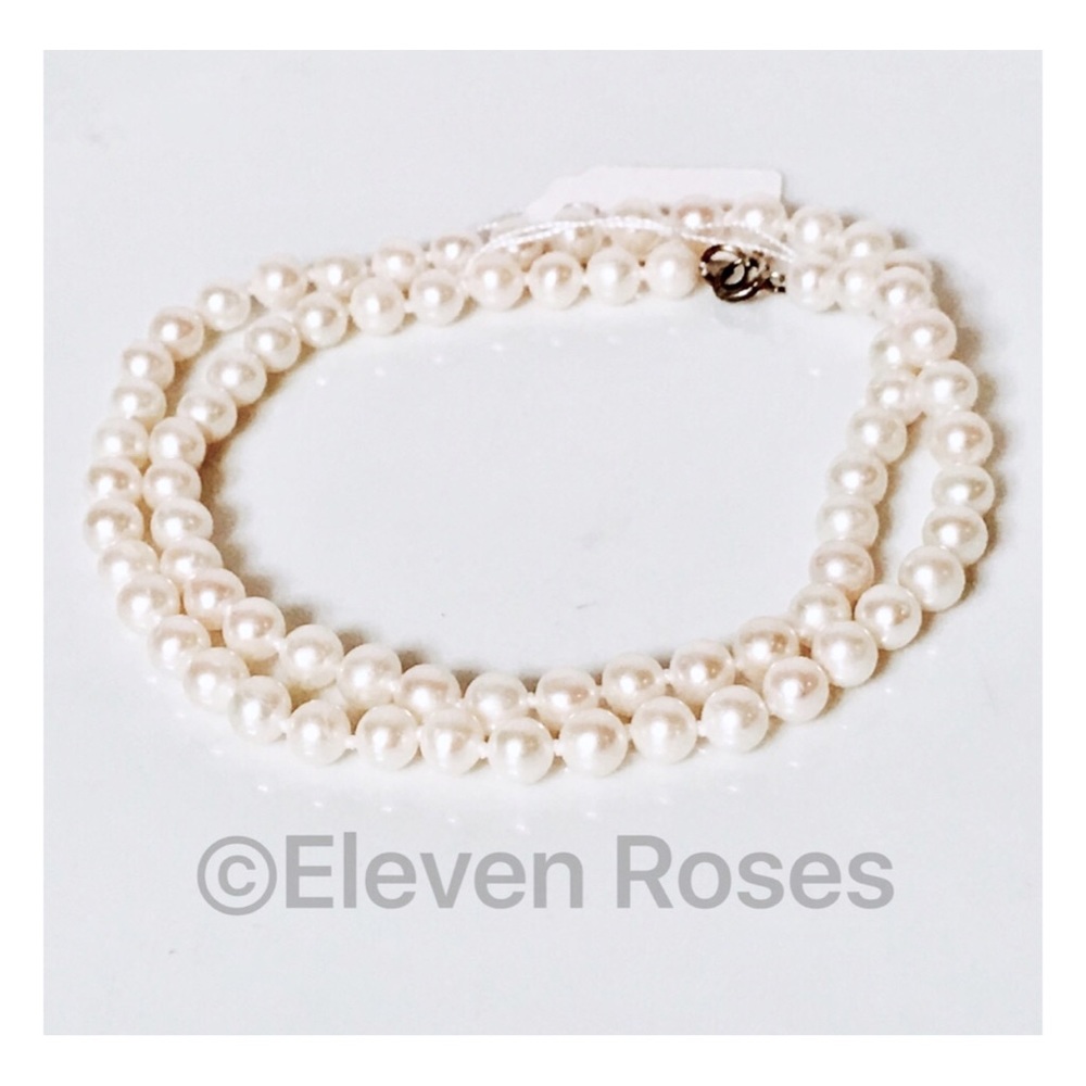 Sterling Cultured White Pearl Strand Necklace
